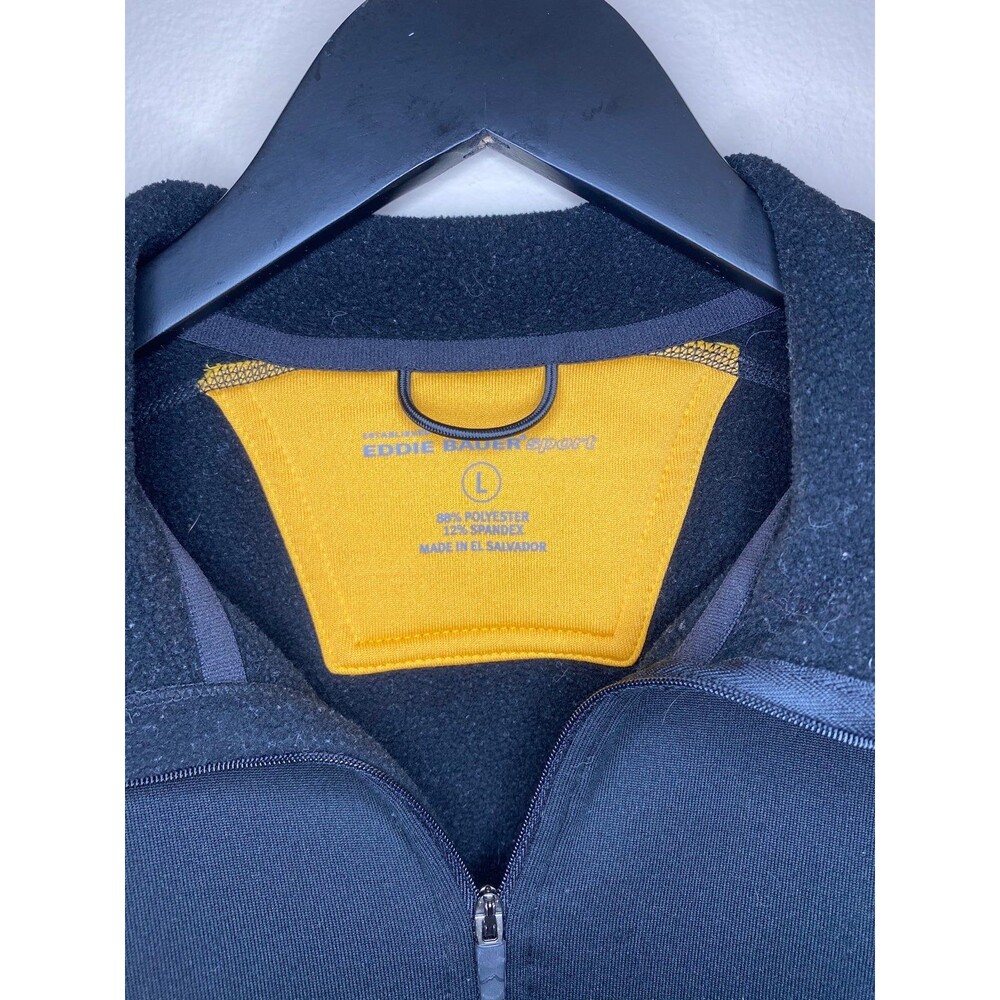 Eddie Bauer Quarter Zip Fleece Pullover Black and Gold Size Large - Picture 3 of 4